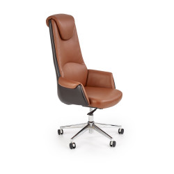 Scaun directorial Halmar Calvano, inaltime reglabila 120-130cm, functie anti-shock, piele, maro