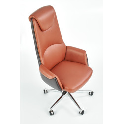 Scaun directorial Halmar Calvano, inaltime reglabila 120-130cm, functie anti-shock, piele, maro