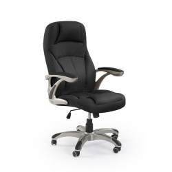 Scaun directorial Halmar Carlos, inaltime reglabila 106-114cm, roti cauciucate, piele, negru