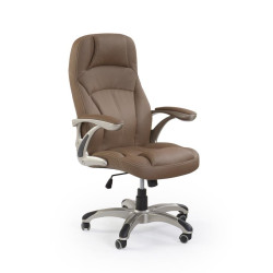 Scaun directorial Halmar Carlos, inaltime reglabila 106-114cm, roti cauciucate, piele, maro