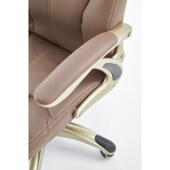 Scaun directorial Halmar Carlos, inaltime reglabila 106-114cm, roti cauciucate, piele, maro