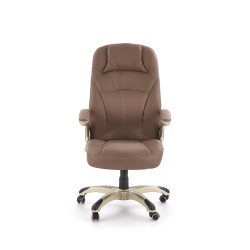 Scaun directorial Halmar Carlos, inaltime reglabila 106-114cm, roti cauciucate, piele, maro
