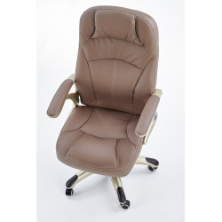 Scaun directorial Halmar Carlos, inaltime reglabila 106-114cm, roti cauciucate, piele, maro