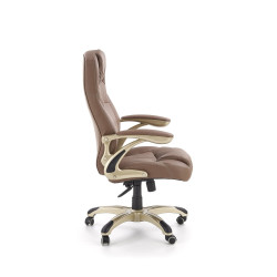 Scaun directorial Halmar Carlos, inaltime reglabila 106-114cm, roti cauciucate, piele, maro