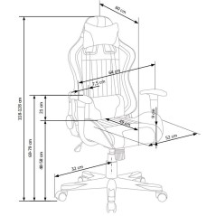 Scaun gaming Halmar Cayman, inaltime reglabila 118-128cm, suport lombar, textil, negru/rosu