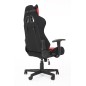 Scaun gaming rotativ, reglabil 118-128 cm, suport lombar, mecanism balansare si blocare, negru/rosu
