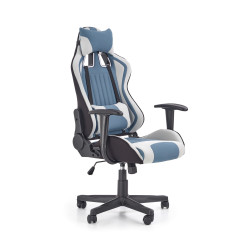 Scaun gaming Halmar Cayman, inaltime reglabila 118-128cm, suport lombar, textil, albastru/alb