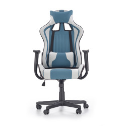 Scaun gaming Halmar Cayman, inaltime reglabila 118-128cm, suport lombar, textil, albastru/alb
