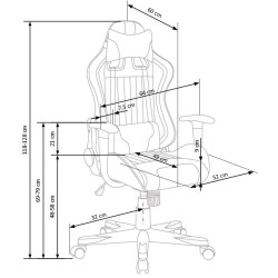 Scaun gaming Halmar Cayman, inaltime reglabila 118-128cm, suport lombar, textil, albastru/alb