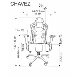 Scaun gaming Halmar Chavez, inaltime reglabila 129-135cm, cotiere reglabile, suport lombar, functie multiblock, piele,negru