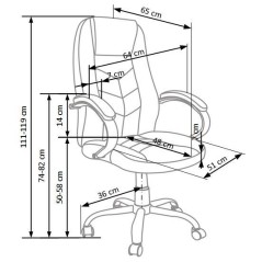 Scaun directorial Halmar Cody, inaltime reglabila 111-119cm, roti cauciucate, functie balansare, functie blocare, piele, maro