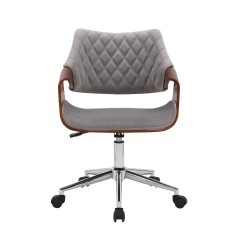 Scaun birou Halmar Colt, inaltime reglabila 80-90cm, baza metal, stil clasic, functie blocare, catifea/lemn, maro/gri
