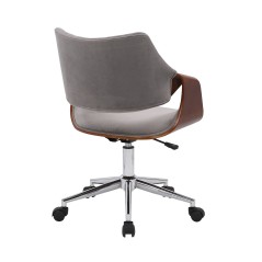 Scaun birou Halmar Colt, inaltime reglabila 80-90cm, baza metal, stil clasic, functie blocare, catifea/lemn, maro/gri