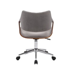 Scaun birou Halmar Colt, inaltime reglabila 80-90cm, baza metal, stil clasic, functie blocare, catifea/lemn, maro/gri