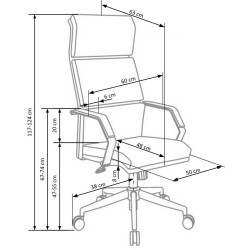 Scaun directorial Halmar Costa, inaltime reglabila 117-124cm, baza metal, stil clasic, functie blocare, piele, alb
