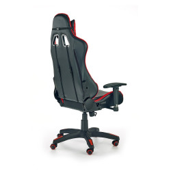 Scaun gaming Halmar Defender, reglabil 126-134cm, cotiere reglabile, suport lombar, perna ergonomica, piele, negru/rosu