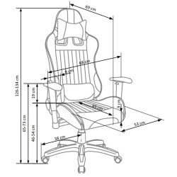 Scaun gaming Halmar Defender, reglabil 126-134cm, cotiere reglabile, suport lombar, perna ergonomica, piele, negru/rosu