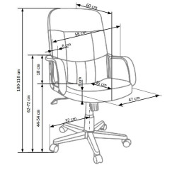 Scaun directorial Halmar Denzel, inaltime reglabila 100-110cm, stil clasic, functie blocare, functie balansare, piele, negru