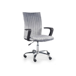 Scaun birou pentru copii Halmar Doral, inaltime reglabila 88-98cm, stil clasic, baza metal, functie blocare, catifea, gri