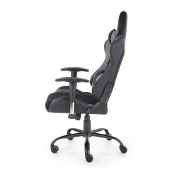 Scaun gaming Halmar Drake, reglabil 127-134cm, cotiere reglabile, suport lombar, perna ergonomica, textil/piele, negru/gri