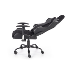 Scaun gaming Halmar Drake, reglabil 127-134cm, cotiere reglabile, suport lombar, perna ergonomica, textil/piele, negru/gri