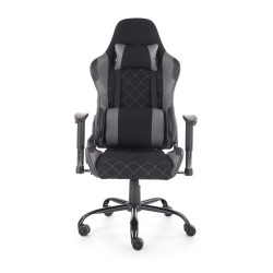 Scaun gaming Halmar Drake, reglabil 127-134cm, cotiere reglabile, suport lombar, perna ergonomica, textil/piele, negru/gri