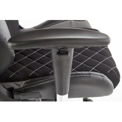 Scaun gaming Halmar Drake, reglabil 127-134cm, cotiere reglabile, suport lombar, perna ergonomica, textil/piele, negru/gri