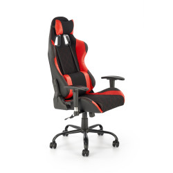 Scaun gaming Halmar Drake, reglabil 127-134cm, cotiere reglabile, suport lombar, perna ergonomica, textil/piele, negru/rosu