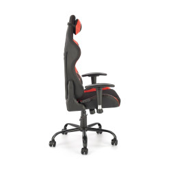Scaun gaming Halmar Drake, reglabil 127-134cm, cotiere reglabile, suport lombar, perna ergonomica, textil/piele, negru/rosu