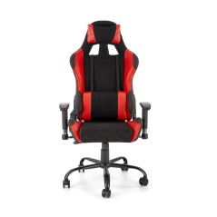 Scaun gaming Halmar Drake, reglabil 127-134cm, cotiere reglabile, suport lombar, perna ergonomica, textil/piele, negru/rosu