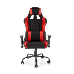 Scaun gaming Halmar Drake, reglabil 127-134cm, cotiere reglabile, suport lombar, perna ergonomica, textil/piele, negru/rosu