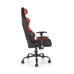 Scaun gaming Halmar Drake, reglabil 127-134cm, cotiere reglabile, suport lombar, perna ergonomica, textil/piele, negru/rosu