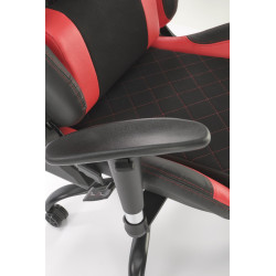Scaun gaming Halmar Drake, reglabil 127-134cm, cotiere reglabile, suport lombar, perna ergonomica, textil/piele, negru/rosu