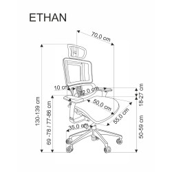 Scaun birou ergonomic Halmar Ethan, inaltime reglabila 130-139cm, tetiera reglabila, functie blocare, plasa, negru