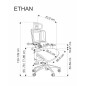 Scaun birou ergonomic Halmar Ethan, inaltime reglabila 130-139 cm, tetiera reglabila, baza metal, functie blocare, mesh