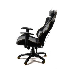 Scaun gaming Halmar Evolve Pro, reglabil 120-130cm, cotiere reglabile, suport lombar, perna ergonomica, textil, gri/negru