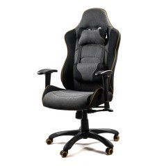 Scaun gaming Halmar Evolve Pro, reglabil 120-130cm, cotiere reglabile, suport lombar, perna ergonomica, textil, gri/negru