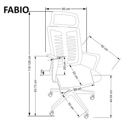 Scaun birou ergonomic Halmar Fabio, inaltime reglabila 118-128cm, tetiera reglabila, functie balansare, plasa/textil, negru