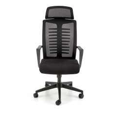 Scaun birou ergonomic Halmar Fabio, inaltime reglabila 118-128cm, tetiera reglabila, functie balansare, plasa/textil, negru