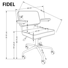 Scaun birou Halmar Fidel, inaltime reglabila 81-91cm, functie blocare, functie balansare, catifea, gri
