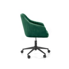 Scaun birou pentru copii Halmar Fresco, inaltime reglabila 81-91cm, stil clasic, baza metal, functie blocare, catifea, verde