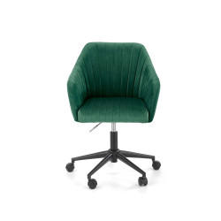 Scaun birou pentru copii Halmar Fresco, inaltime reglabila 81-91cm, stil clasic, baza metal, functie blocare, catifea, verde