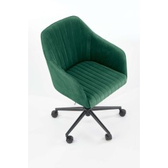 Scaun birou pentru copii Halmar Fresco, inaltime reglabila 81-91cm, stil clasic, baza metal, functie blocare, catifea, verde