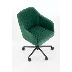 Scaun birou pentru copii Halmar Fresco, inaltime reglabila 81-91cm, stil clasic, baza metal, functie blocare, catifea, verde