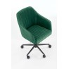 Scaun birou pentru copii Halmar Fresco, inaltime reglabila 81-91cm, stil clasic, baza metal, functie blocare, catifea, verde