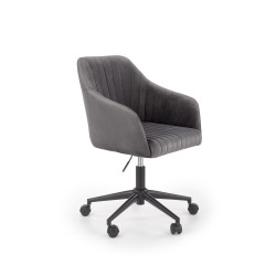 Scaun birou pentru copii Halmar Fresco, inaltime reglabila 81-91cm, stil clasic, baza metal, functie blocare, catifea, gri