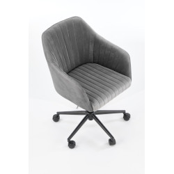 Scaun birou pentru copii Halmar Fresco, inaltime reglabila 81-91cm, stil clasic, baza metal, functie blocare, catifea, gri