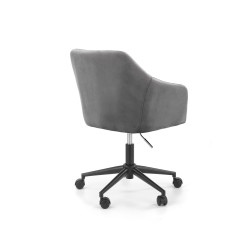 Scaun birou pentru copii Halmar Fresco, inaltime reglabila 81-91cm, stil clasic, baza metal, functie blocare, catifea, gri