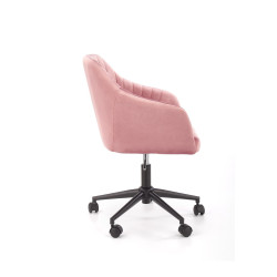 Scaun birou pentru copii Halmar Fresco, inaltime reglabila 81-91cm, stil clasic, baza metal, functie blocare, catifea, roz