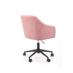 Scaun birou pentru copii Halmar Fresco, inaltime reglabila 81-91cm, stil clasic, baza metal, functie blocare, catifea, roz